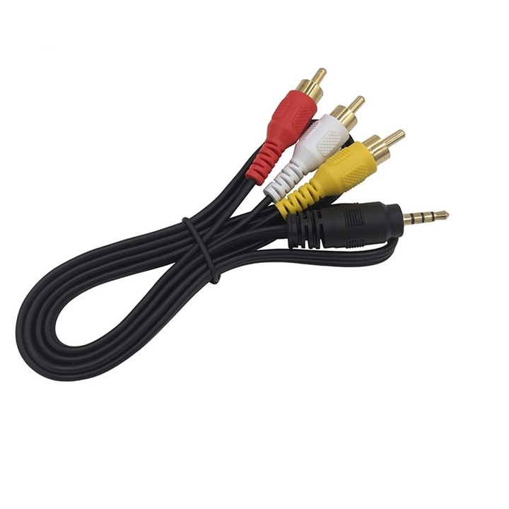 Аудио видео кабел Stereo Jack 3.5mm- 3xRCA чинчове Wireman 537, 1.5метра