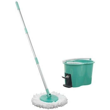 Galeata cu mop rotativ, Cleanmaxx, PP/Aluminiu/Poliester, 360 °, Alb/Verde Galeata cu mop rotativ, Cleanmaxx, PP/Aluminiu/Poliester, 360 °, Alb/Verde