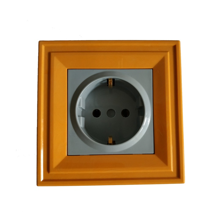 Контакт единичен LB Light Classic, сив с оранжева рамка