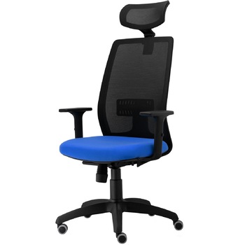 Scaun ergonomic de birou TRAFFIC CHAIRS CONCEPT, mesh NEGRU, sezut ALBASTRU, spatar si tetiera MESH, brate reglabile, mecanism multiblock, suport lombar reglabil Scaun ergonomic de birou TRAFFIC CHAIRS CONCEPT, mesh NEGRU, sezut ALBASTRU, spatar si tetiera MESH, brate reglabile, mecanism multiblock, suport lombar reglabil