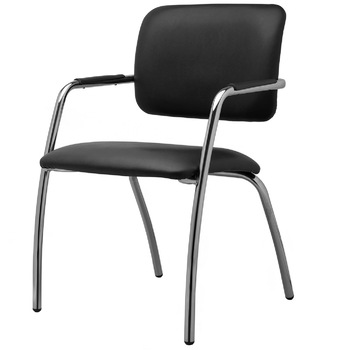 Scaun vizitator TRAFFIC CHAIRS SIT 4 OPEN, tapiterie piele ecologica, NEGRU, sezut si spatar tapitate, cadru complet cromat Scaun vizitator TRAFFIC CHAIRS SIT 4 OPEN, tapiterie piele ecologica, NEGRU, sezut si spatar tapitate, cadru complet cromat