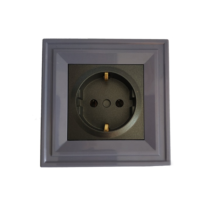 Priza Simpla LB Light Classic, negru grafit cu rama violet