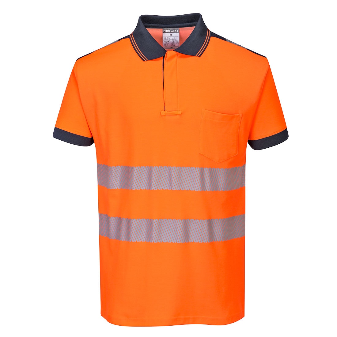 Tricou Polo Hi-Vis Vision, T180ONRM, culoarea Portocaliu/Negru, marimea M