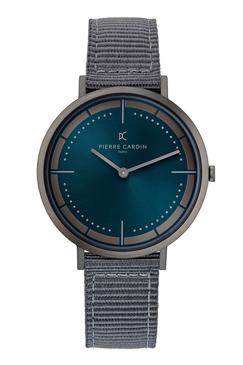 Pierre Cardin, Иноксов кварцов часовник с текстилна каишка, Тъмносив
