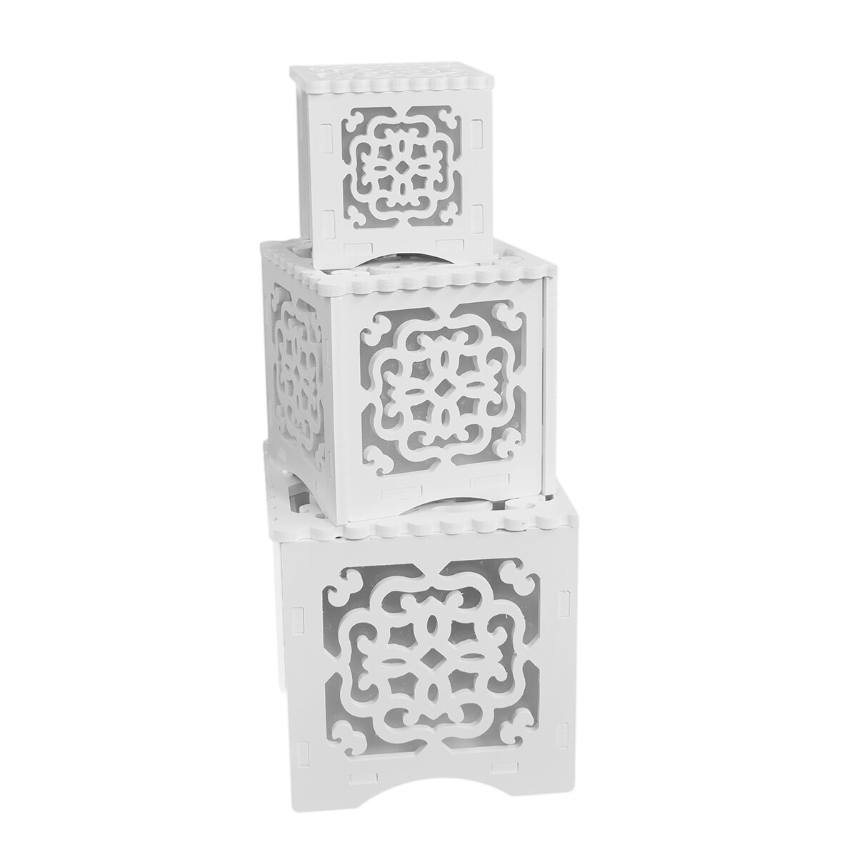 Set 3 cutii de depozitare cu capac, Naimeed D4, culoare Alb, 3 marimi