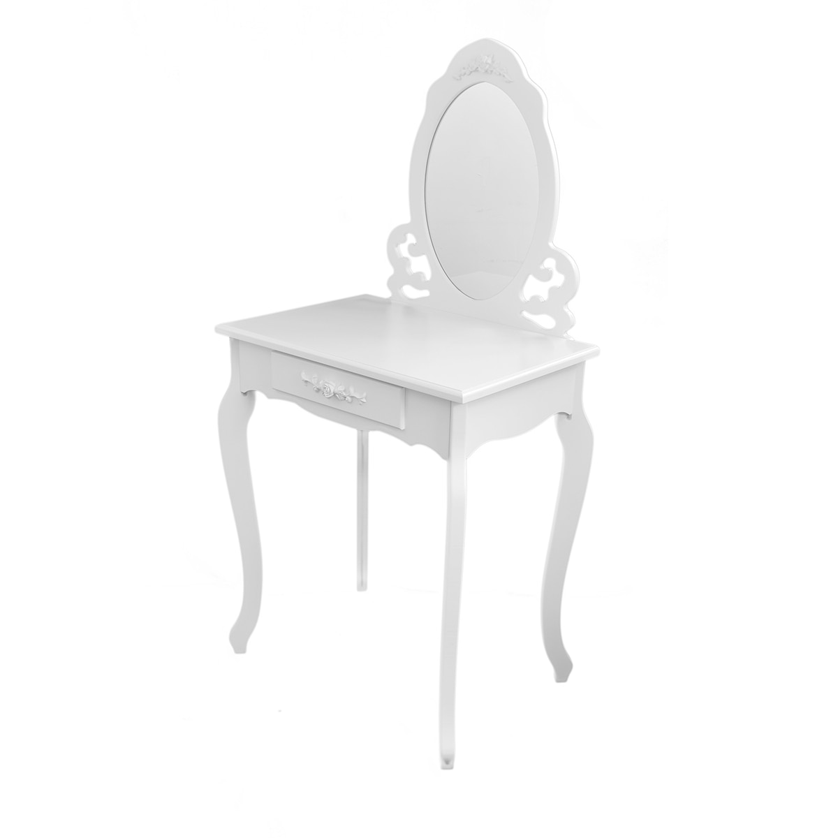 Masa de toaleta cu oglinda si sertar, Naimeed D13, culoare Alb, 124 x 60 x 41,5 cm