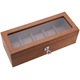 Кутия за съхранение на часовници Pufo Elite Editio, Дървена, За 5 часовника, Кафява