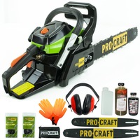 set complet drujba procraft germany gs-58x 11500rpm 2 lame 2 lanturi ulei lant ulei motor manusi protectie casca protectie fonica imagen 47_0_
0