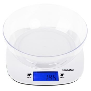 Cantar electronic de bucatarie cu bol 1.4l MEMS3165 cantarire maxima 5 kg precizie 1g functie tare si zero Cantar electronic de bucatarie cu bol 1.4l MEMS3165 cantarire maxima 5 kg precizie 1g functie tare si zero