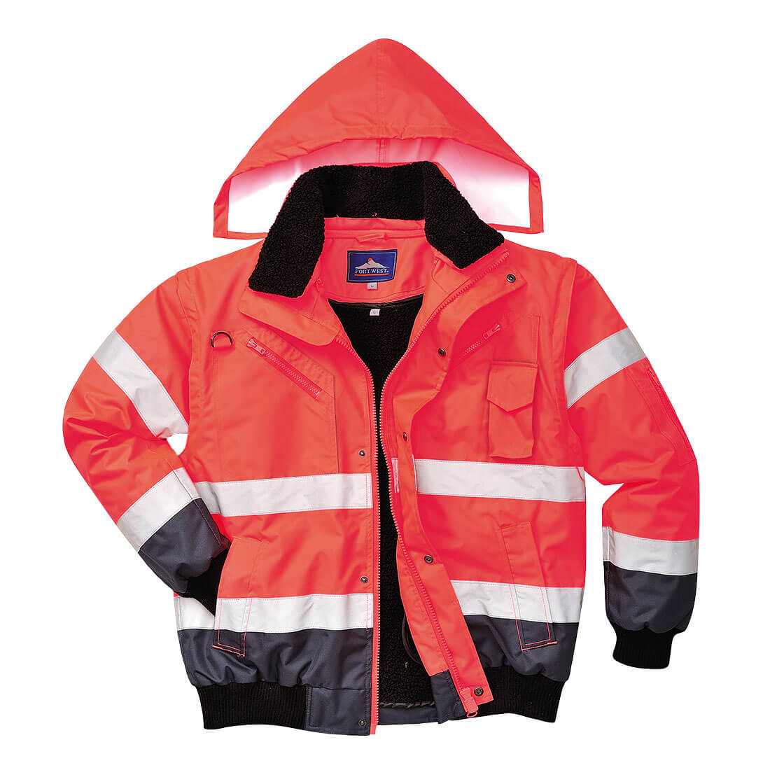 Jacheta Contrast Bomber Hi-Vis C465RNRS, culoarea Rosu/Negru, marimea S
