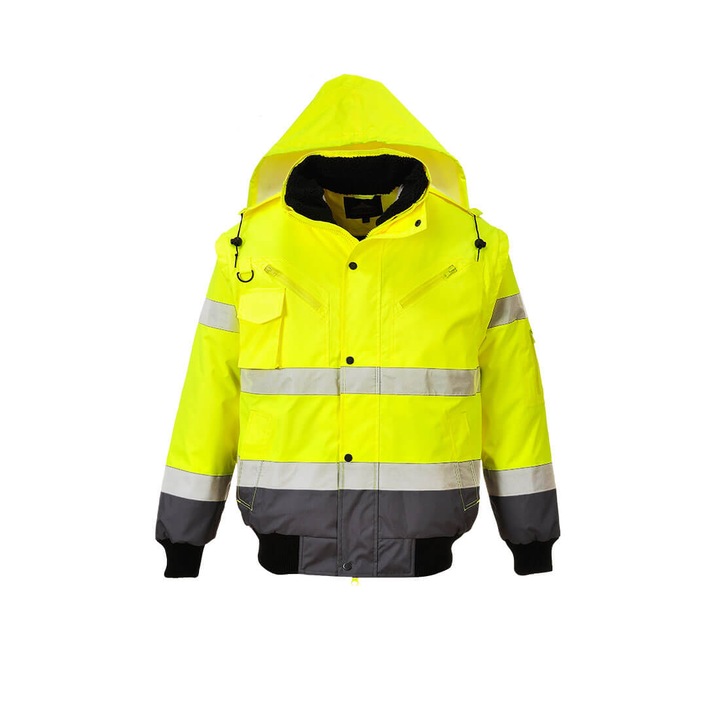 Jacheta Contrast Bomber Hi-Vis C465YGYXXXL, culoarea Galben/Gri, marimea 3XL