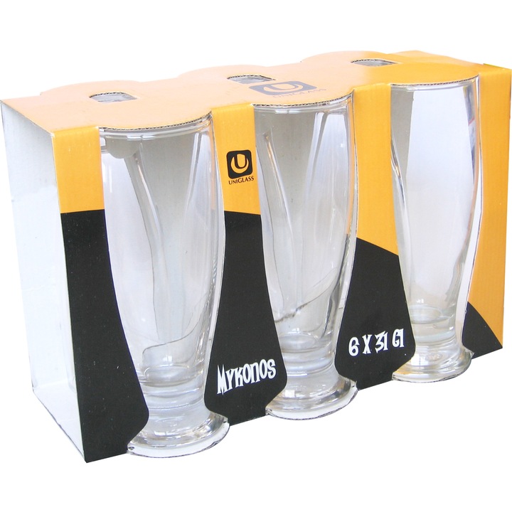 Комплект 6 чаши за бира Uniglass Mykonos, 310 мл