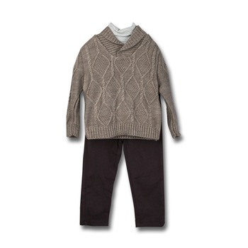 Compleu Baieti 14297 Gri cu Maro Compleu Baieti 14297 Gri cu Maro