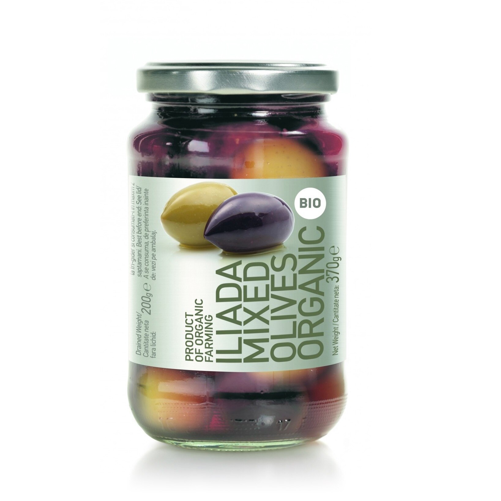 Masline mix(verzi+Kalamata) intregi ECO 370 g - Iliada