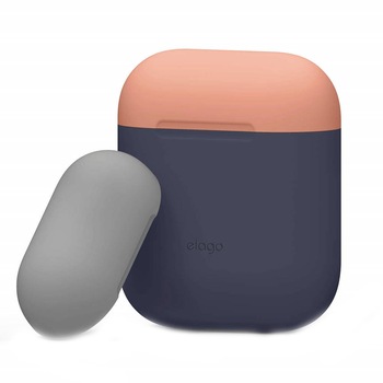 Husa din silicon, Elago Duo Silicone Case, pentru Apple Airpods, albastru inchis Husa din silicon, Elago Duo Silicone Case, pentru Apple Airpods, albastru inchis