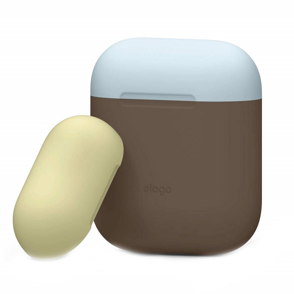 Husa din silicon Elago Duo Silicone Case, pentru Apple Airpods, maro