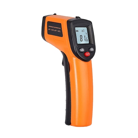 Termometru cu infrarosu Timeless Tools, Fara contact, Afisaj LCD, 14.5 x 8 x 4 cm, Negru/Portocaliu