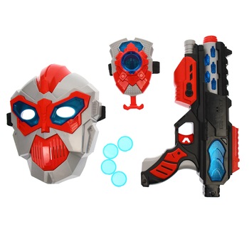 Pistol de jucarie cu sunete, bratara lansator, masca - KT8889F60 Pistol de jucarie cu sunete, bratara lansator, masca - KT8889F60