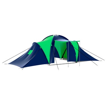 Cort camping 9 persoane, vidaXL, Textil, 590 x 400 x 185 cm, Albastru/Verde Cort camping 9 persoane, vidaXL, Textil, 590 x 400 x 185 cm, Albastru/Verde