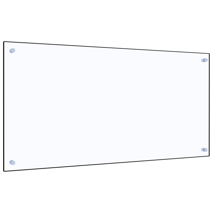 Panou antistropi pentru bucatarie, vidaXL, Sticla securizata, 100 x 50 cm, Alb transparent
