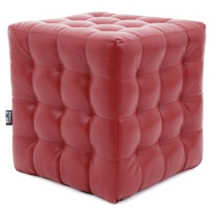 Taburet Bump ,piele ecologica,Rosu , 40 x40 cm