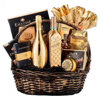 Cos elegant, Best Image, Golden Reserve, cu scotch whiskey Johnnie Walker Gold, vin spumant Gold Luxury Collection, praline fine, cafea Davidoff si tableta de ciocolata. Cadoul contine 12 articole. Cos elegant, Best Image, Golden Reserve, cu scotch whiskey Johnnie Walker Gold, vin spumant Gold Luxury Collection, praline fine, cafea Davidoff si tableta de ciocolata. Cadoul contine 12 articole.