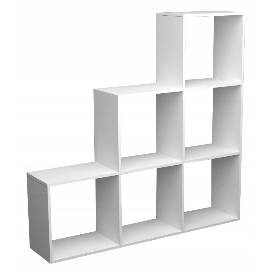 Biblioteca, 6 comportimente, 104 x 104 x 30, Alb