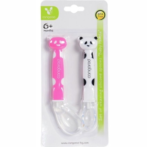 Set Cangaroo Doua Lingurite din Silicon, Roz