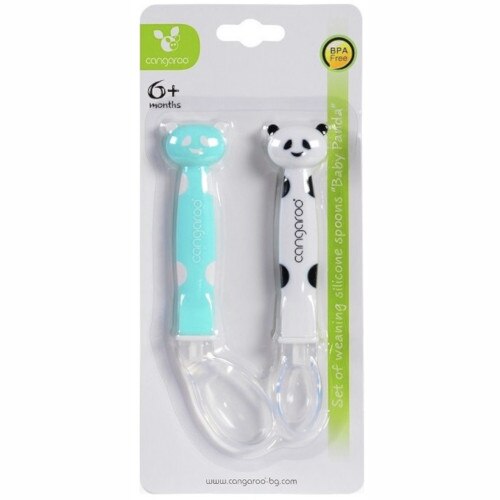 Set Cangaroo Doua Lingurite din Silicon, Albastru