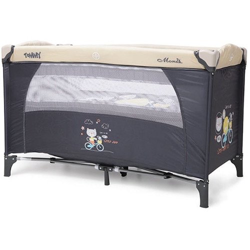 Patut Cangaroo Pliabil Play Yard Tommy Albastru cu 2 Nivele, Bej