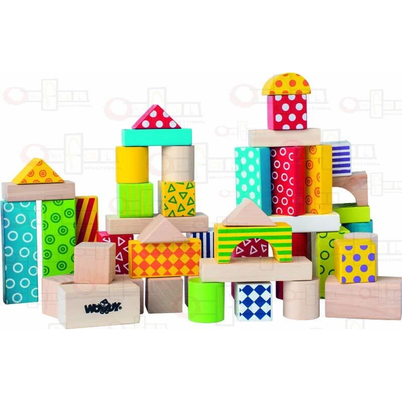 Piese constructie colorate Woody, Lemn