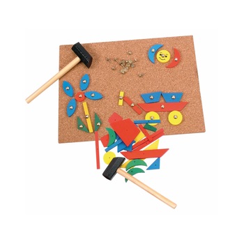 Joc educativ Woody, Tablita cu ciocanel si forme, Lemn Joc educativ Woody, Tablita cu ciocanel si forme, Lemn