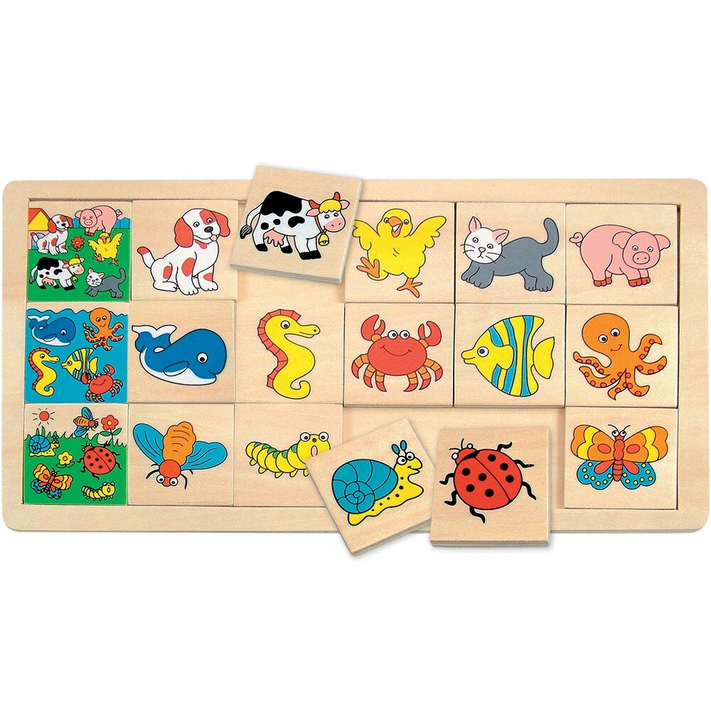 Joc de memorie Woody, Descompune imaginea animale, Lemn