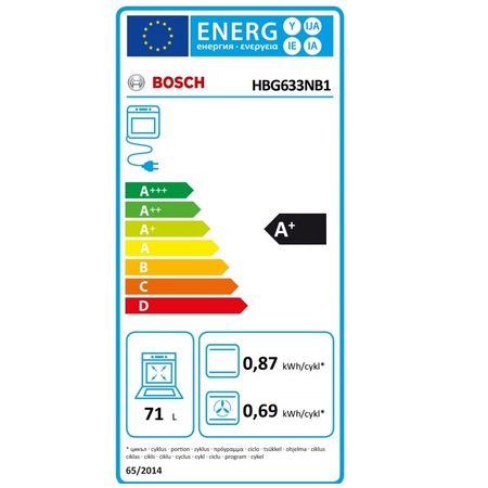 Cuptor incorporabil Bosch HBG633NB1, Electric, Autocuratare EcoClean, 71 l, Clasa A+, Convectie 4D, Grill, Negru
