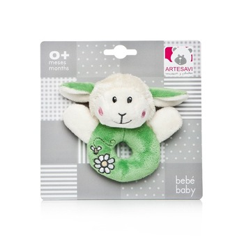 Plus Bebelusi Oita inel dentitie 12 cm cu zornaitoare, verde - Artesavi Plus Bebelusi Oita inel dentitie 12 cm cu zornaitoare, verde - Artesavi