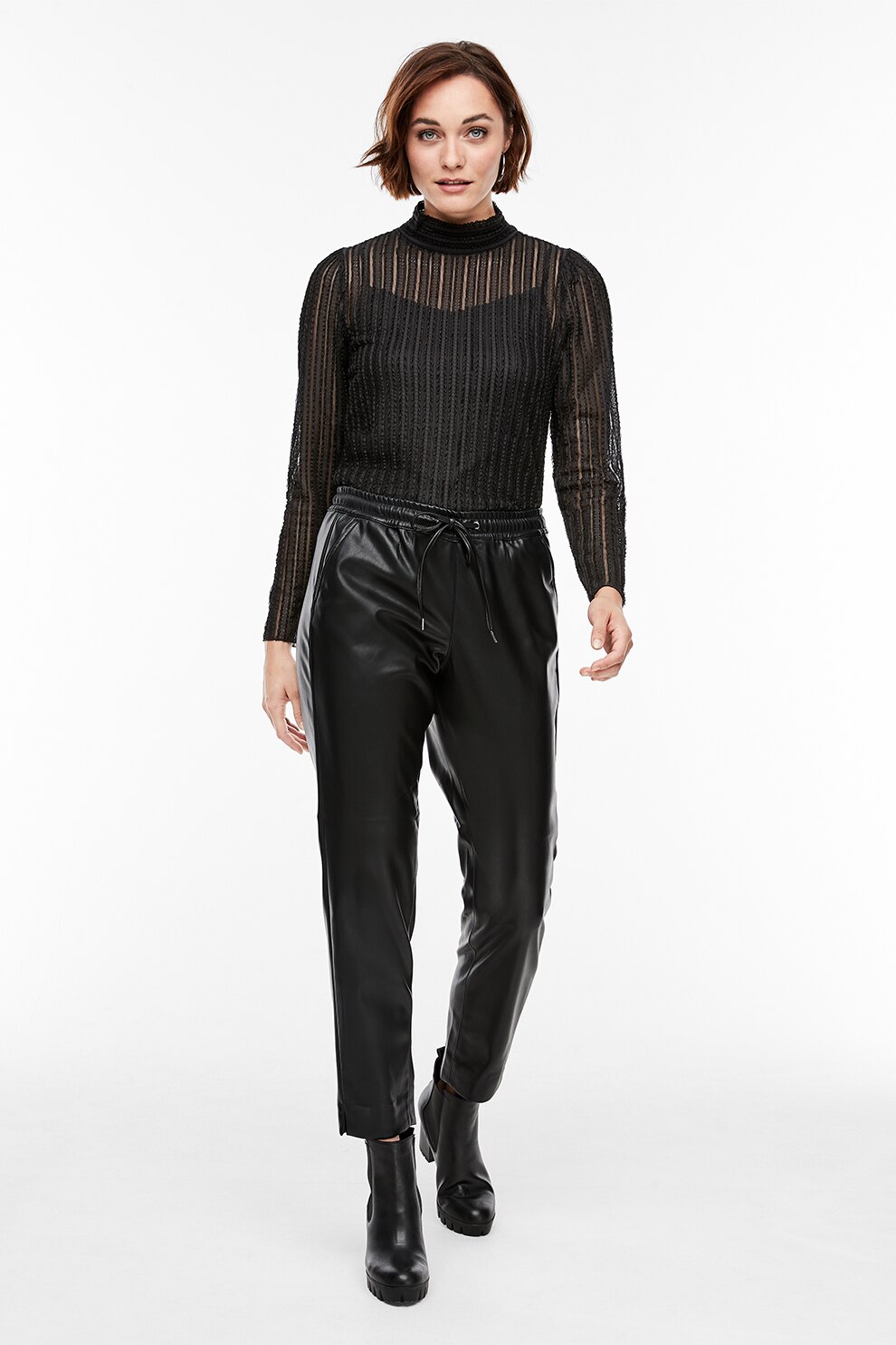 s.Oliver, Bluza cu guler mediu, Negru