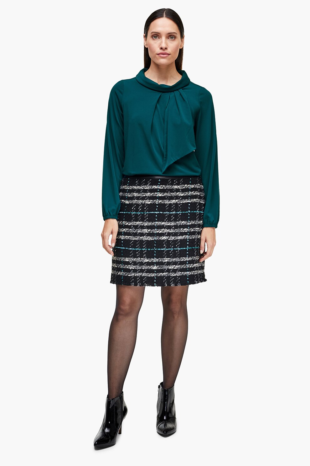 s.Oliver, Blouza cu detaliu tip esarfa, Verde persan