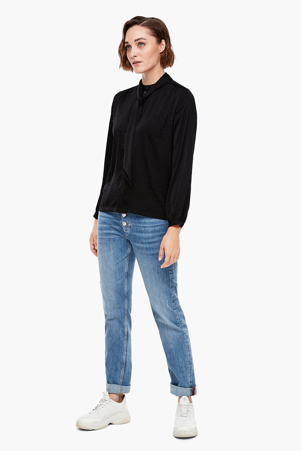 s.Oliver, Bluza cu funda din panglici, Negru