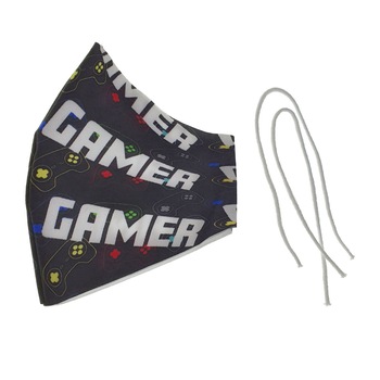 Masca fashion pentru copii, Omega Gamer 45495, 2 straturi, reglabila, 175 x 115 mm, reutilizabila Masca fashion pentru copii, Omega Gamer 45495, 2 straturi, reglabila, 175 x 115 mm, reutilizabila