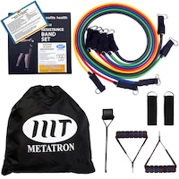 sistem de antrenament fitness - set extensor 11 piese - 5 corzi  benzi elastice extensibile din latex pentru muschi abdominali piept biceps triceps umeri spate picioare metatron stay-fit bands  bonus program de antrenament in limba romana imagen 7_0_
0