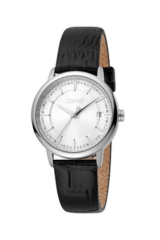 Esprit, Ceas cu o curea de piele si zirconia pe cadran, Negru Esprit, Ceas cu o curea de piele si zirconia pe cadran, Negru