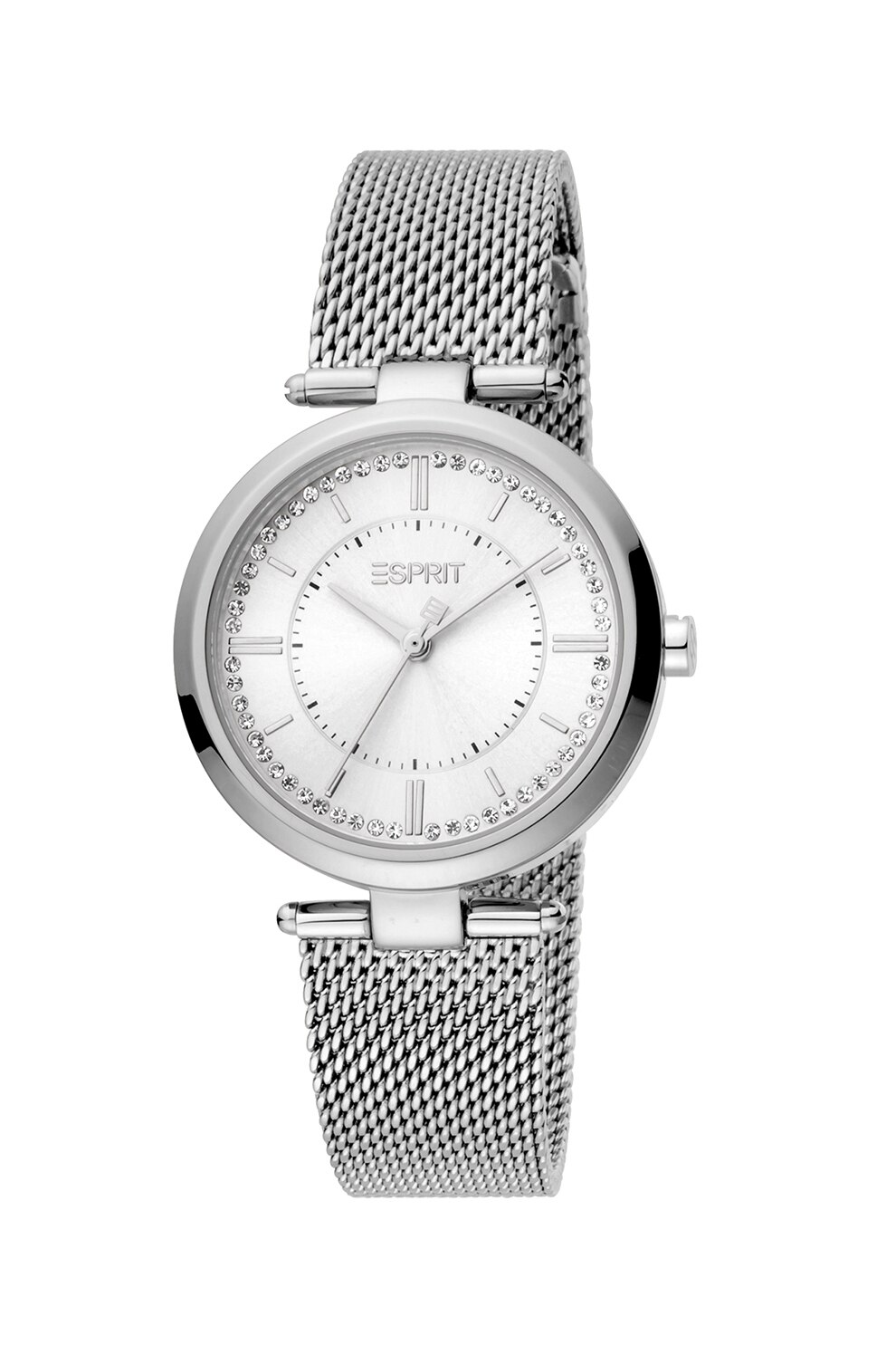 Esprit, Ceas quartz cu bratara cu model plasa, Argintiu