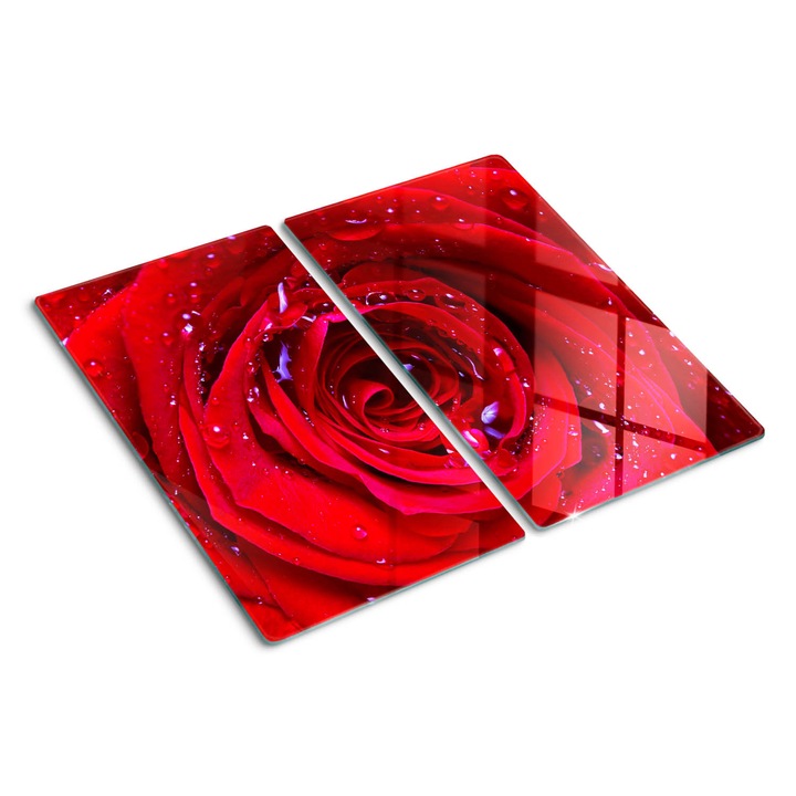 Üveg vágódeszka fényképpel, Tulup, Rózsa virág, Piros, 2x30x52 cm, 010010520010000006192