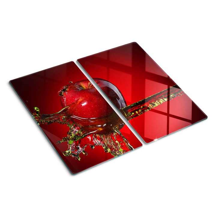 Edzett üveg vágódeszka, Tulup, Alma és víz, Piros, 2x30x52 cm, 010010520010000000761