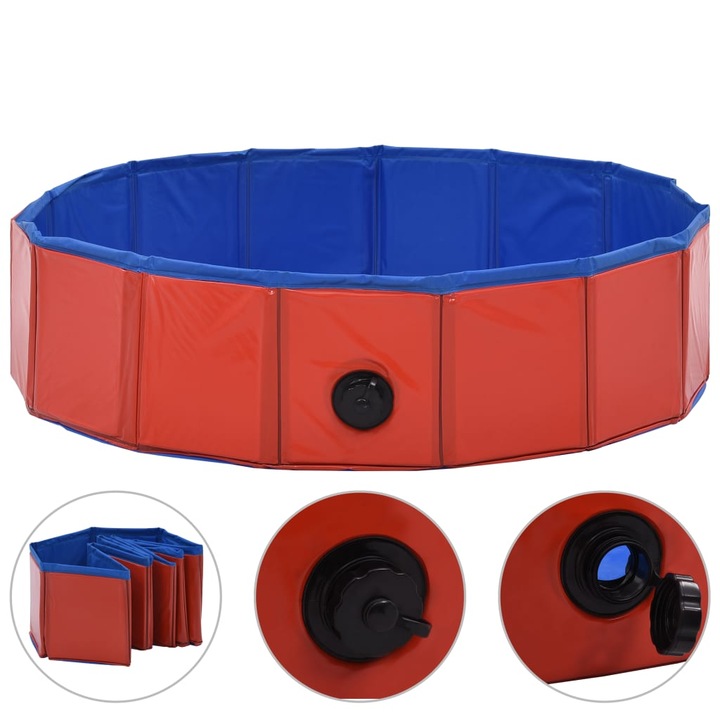 Сгъваем басейн за кучета vidaXL, Червен, 80x20 см, PVC