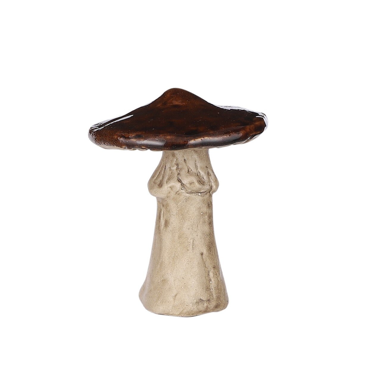 Decoratiune ceramica ciuperca, maro, 10.5x8cm