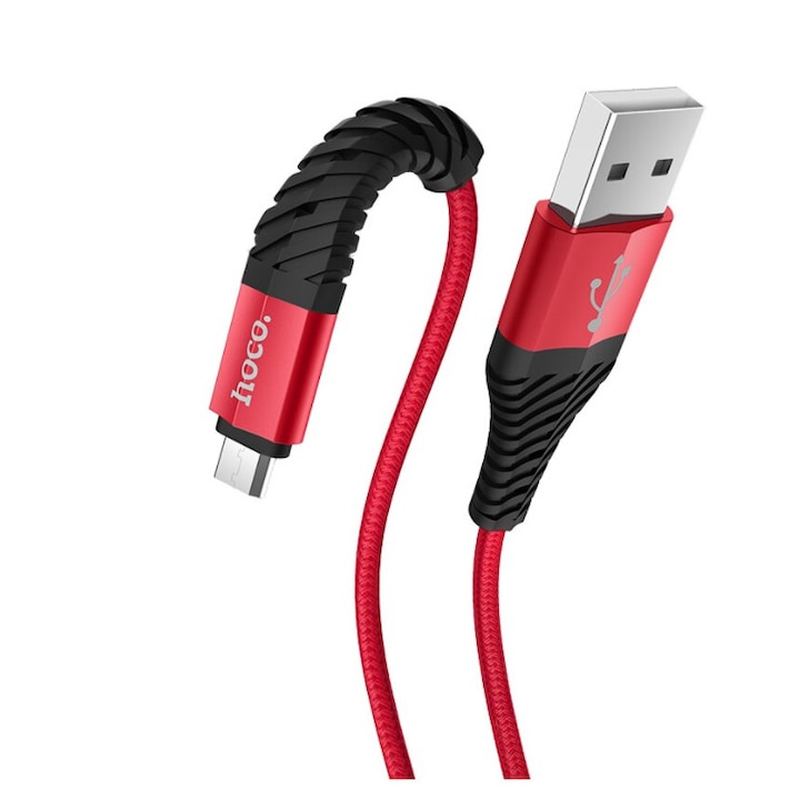 Зареждащ кабел Hoco Micro USB за Android, X38, Fast Charger, 2.4A, 1 м., Червен
