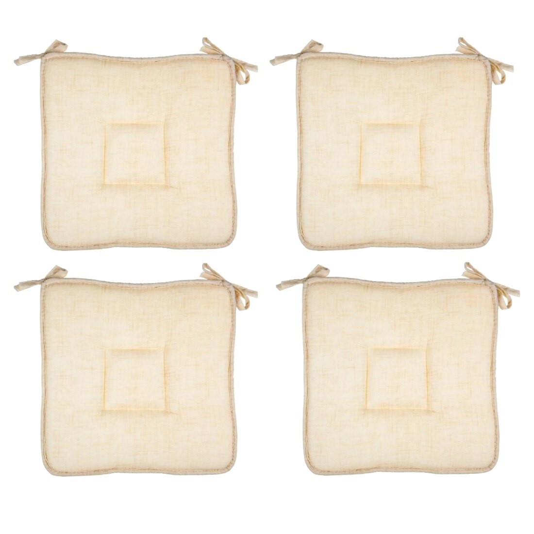 Set perne decorative pentru scaun in forma de patrat, 39x39 cm, Crem, 4 piese