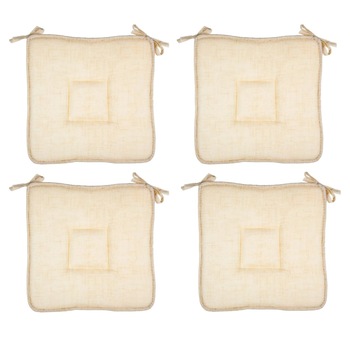 Set perne decorative pentru scaun in forma de patrat, 39x39 cm, Crem, 4 piese Set perne decorative pentru scaun in forma de patrat, 39x39 cm, Crem, 4 piese