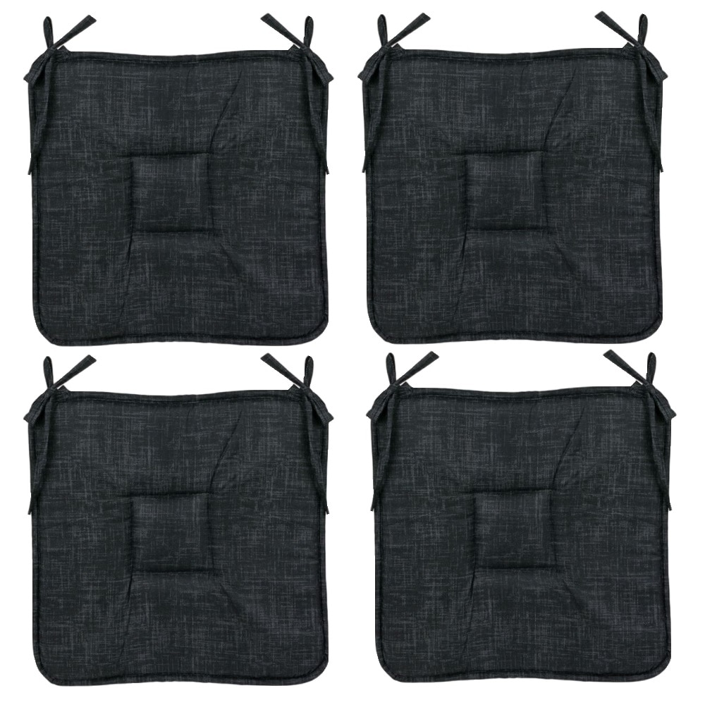 Set perne decorative pentru scaun in forma de patrat, 39x39 cm, Negru, 4 piese